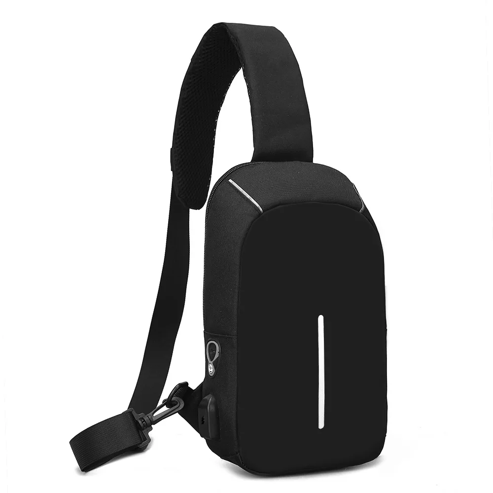 FONIRRA Мужская USB дизайн Противоугонная Мужская нагрудная Сумка водонепроницаемая короткая дорожная сумка для мобильного телефона сумка через плечо 02 - Цвет: Black