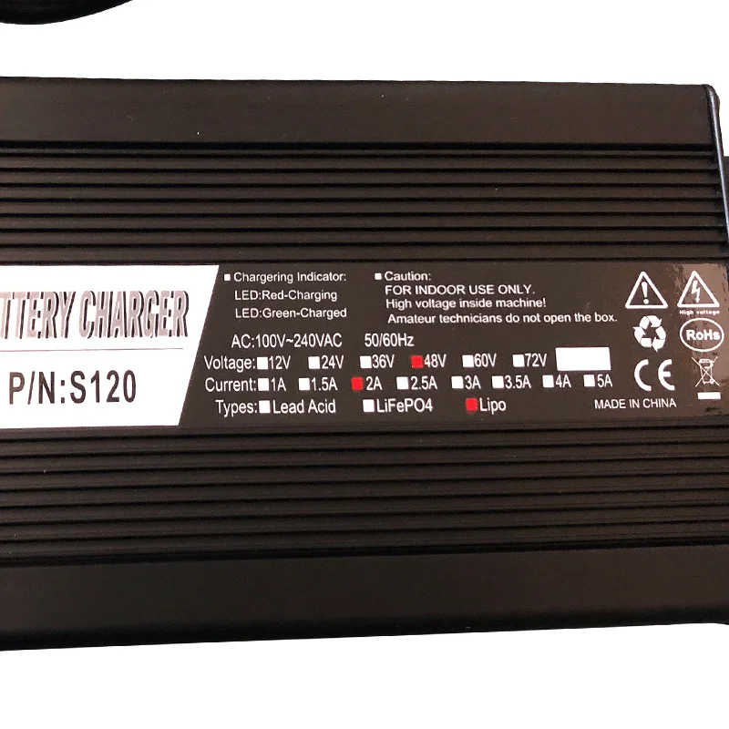 Discount Li-ion Battery Charger 42V 54.6V 2A Electric Bike Scooter Lithium Battery 100-240V Input Electric Bicycle Battery Charger 2