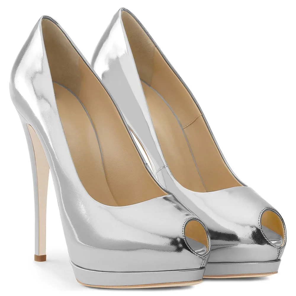 Arden Furtado/ г., весенне-Осенняя обувь женские туфли на высоком каблуке 12 см, серебристые, красные, телесные, золотистые туфли-лодочки на платформе без шнуровки, большой размер 43