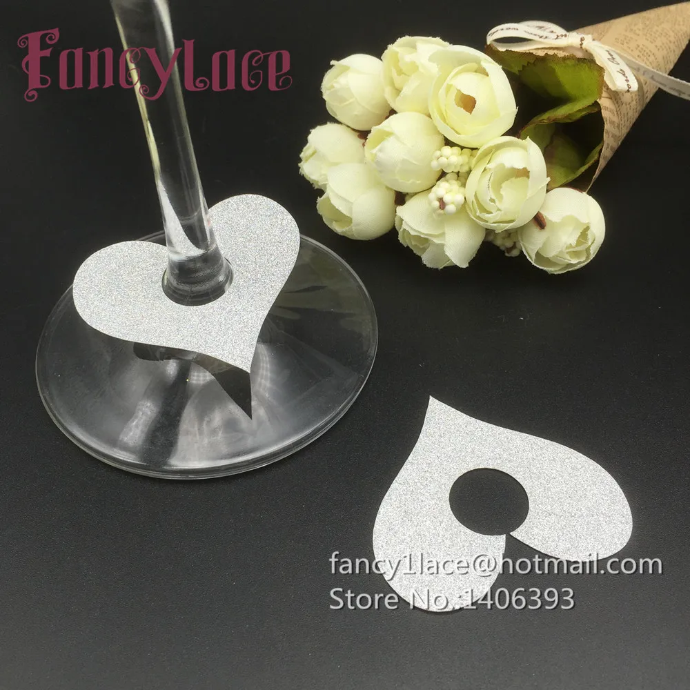 

60 шт. блестящая бумага любовь сердце дизайн бокалы для вина карты место для карты День Святого Валентина украшение для вечеринки «сделай сам» Свадебный декор