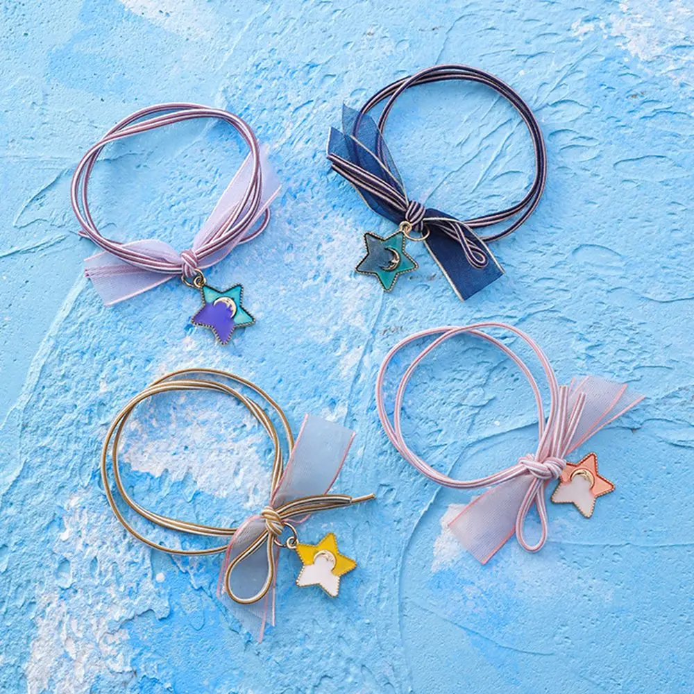 

Moon Star Two Layers Elastic Rubber Bands Headwear For Women Girl Ponytail Holder Hair Accessories