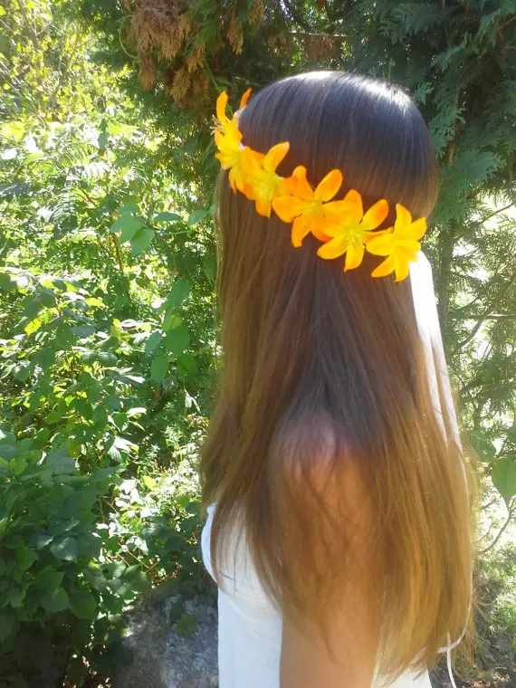 tropical flower headband, tiger lily headband, luau, orange, tiger lily