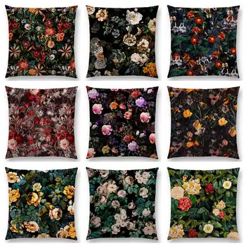 

Gorgeous Floral pattern Night Forest Garden Prints Beautiful Flowers Colorful Cushion Cover home Decor Sofa Throw Pillow Case