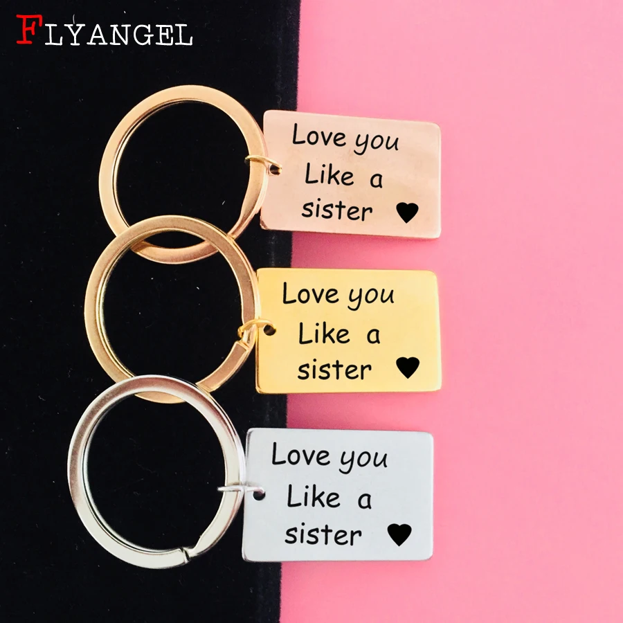 Fashion Hand Stamped Stainless Keyring Engraved Love you Like a sister For Sisters Best Friend Memorial Gift Keychain Jewelry | Украшения и
