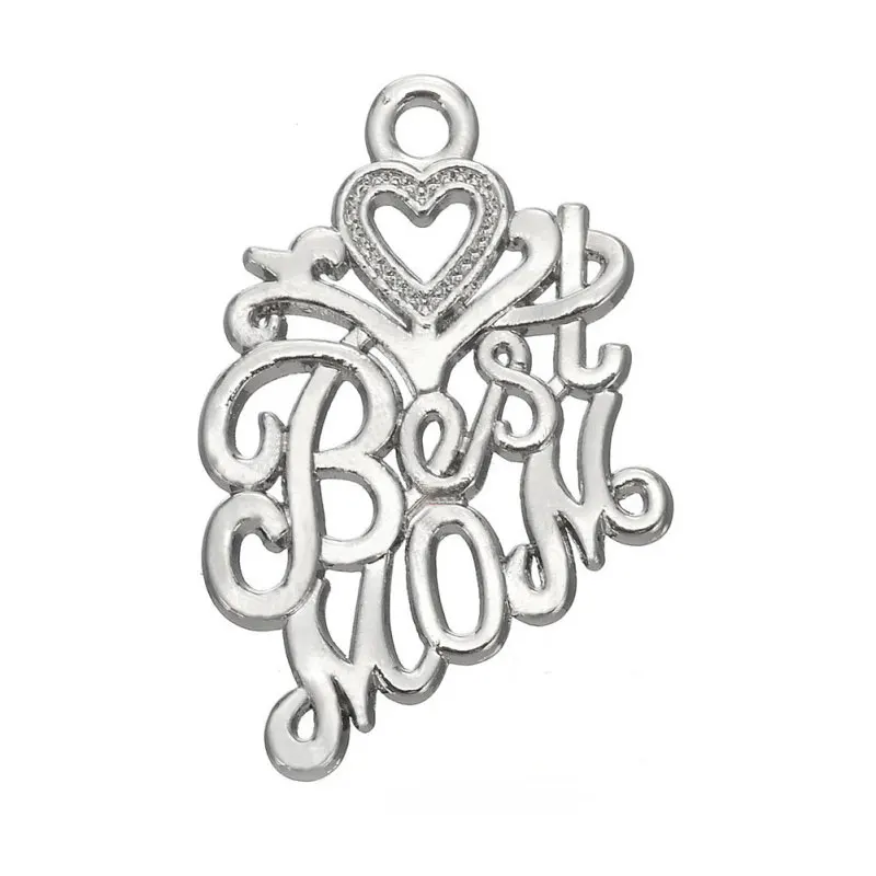 

RAINXTAR Fashion Alloy Love Best Mom Letter Charms For Mother's Day 19*27mm 10pcs AAC1664