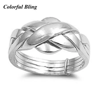 

925 sterling silver engagement & wedding ring 4 band ring puzzle ring for woman, man, boy and girl size 4-12