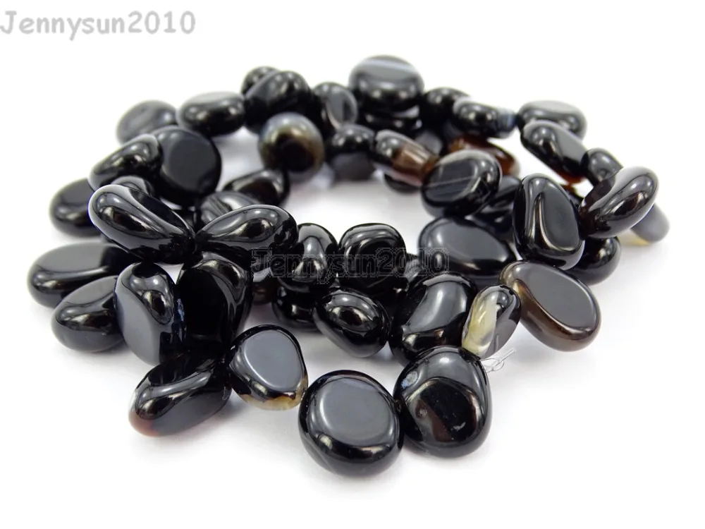 

Natural Black Stripe Ag-ate Gems Stone Freeform Flat Teardrop Drop Barpque Bead 16'' for Jewelry Making Crafts 5 Strands/Pack