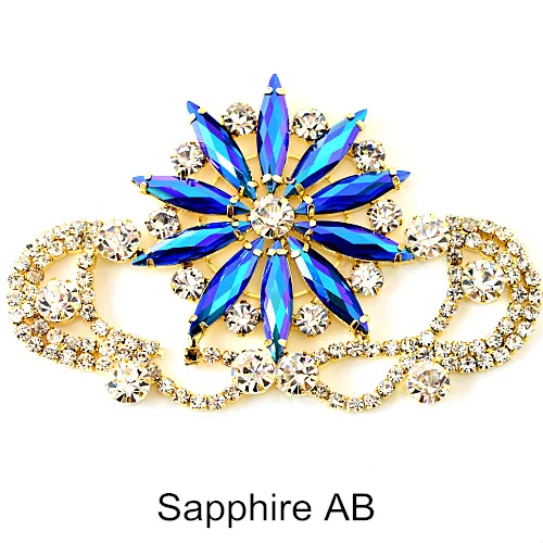 5 форм, 1 шт., цветные стразы с кристаллами AB, аппликация, пришитые стразы, Золотое дно для украшения шляпы, свадебное платье B1215 - Цвет: Sapphire AB