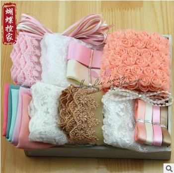 

Free shipping Lace bow-knot novice materialspackage diy handmade materials 1sets