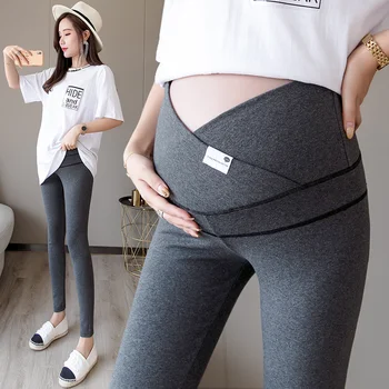 

1911# Autumn Winter Skinny Maternity Legging Across V Low Waist Belly Legging for Pregnant Women Cotton Pregnancy Pencil Pants