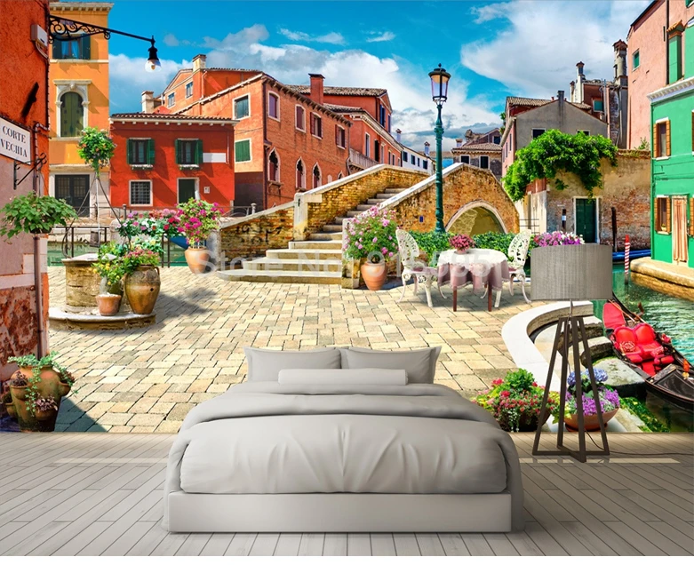 Пользовательские 3D фото обои Большая фреска европейский город улица картина маслом пейзаж гостиная спальня фон настенная роспись