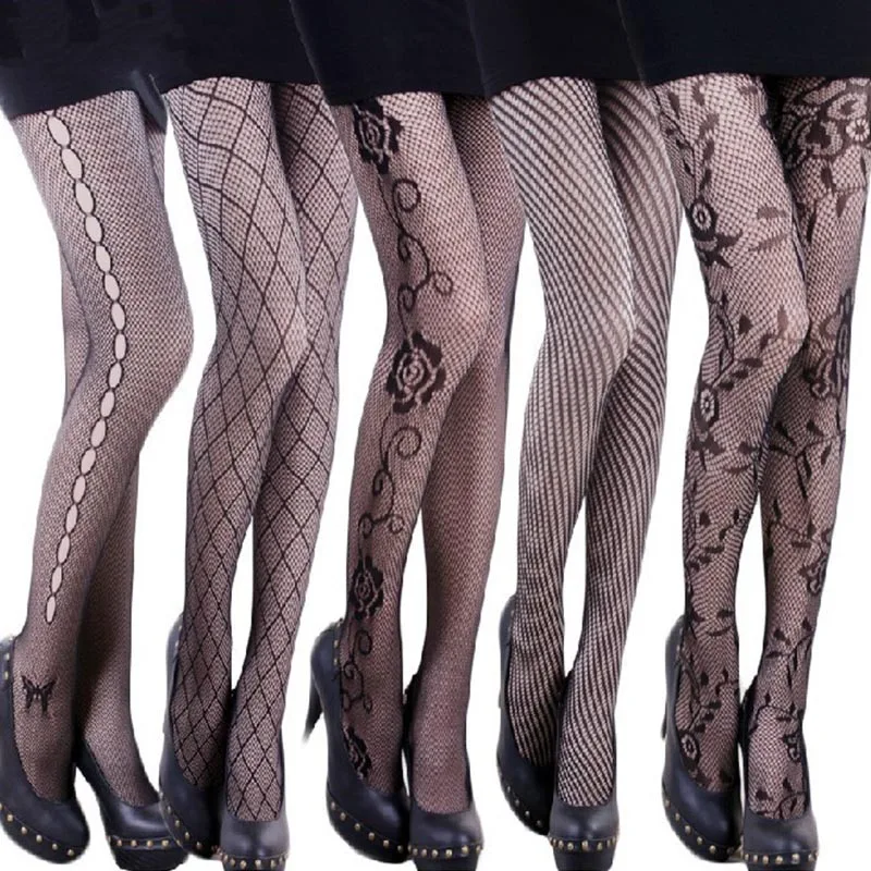 

1Pair Fashion Women Girls 2017 New Blending Sexy Core Wire Jacquard Thin Fishnet Stockings