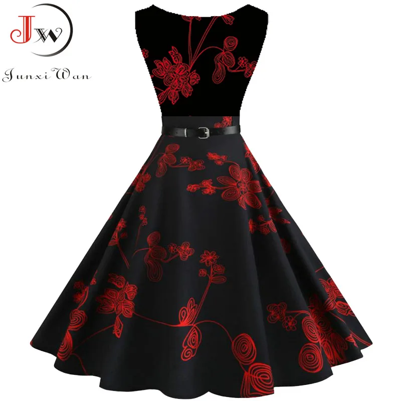 Летние женские платья, повседневные, цветочные, Ретро стиль, 50s 60s Robe Rockabilly Swing Pinup Vestidos, вечерние платья на День святого Валентина - Цвет: 002