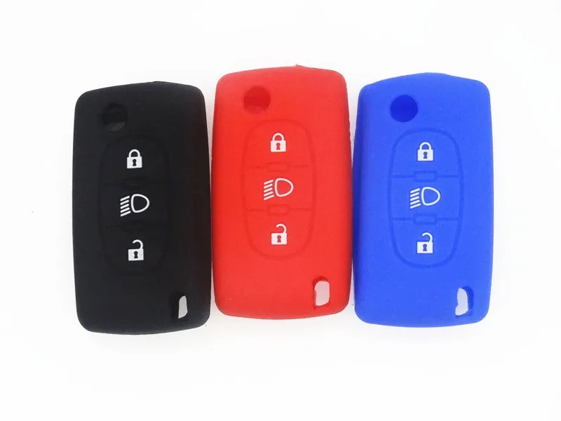 

AUTEWODE 3 Buttons Silicone Car Remote Key Case Cover For Peugeot 206 207 307 308 407 408 Citroen C1 C2 C3 C4 C5 C6 C8