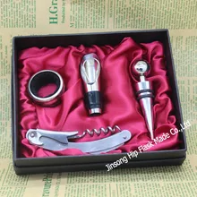 50 шт/партия металлический нож для вина штопор и пробка вина 4 шт Подарочный комплект для вина