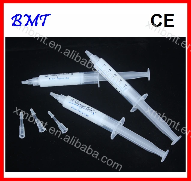

10pcs/lot 5ml Zero Peroxide Teeth Whitening Syringe Gel Non Peroxide, mint flavor for EU Market,Free Shipping