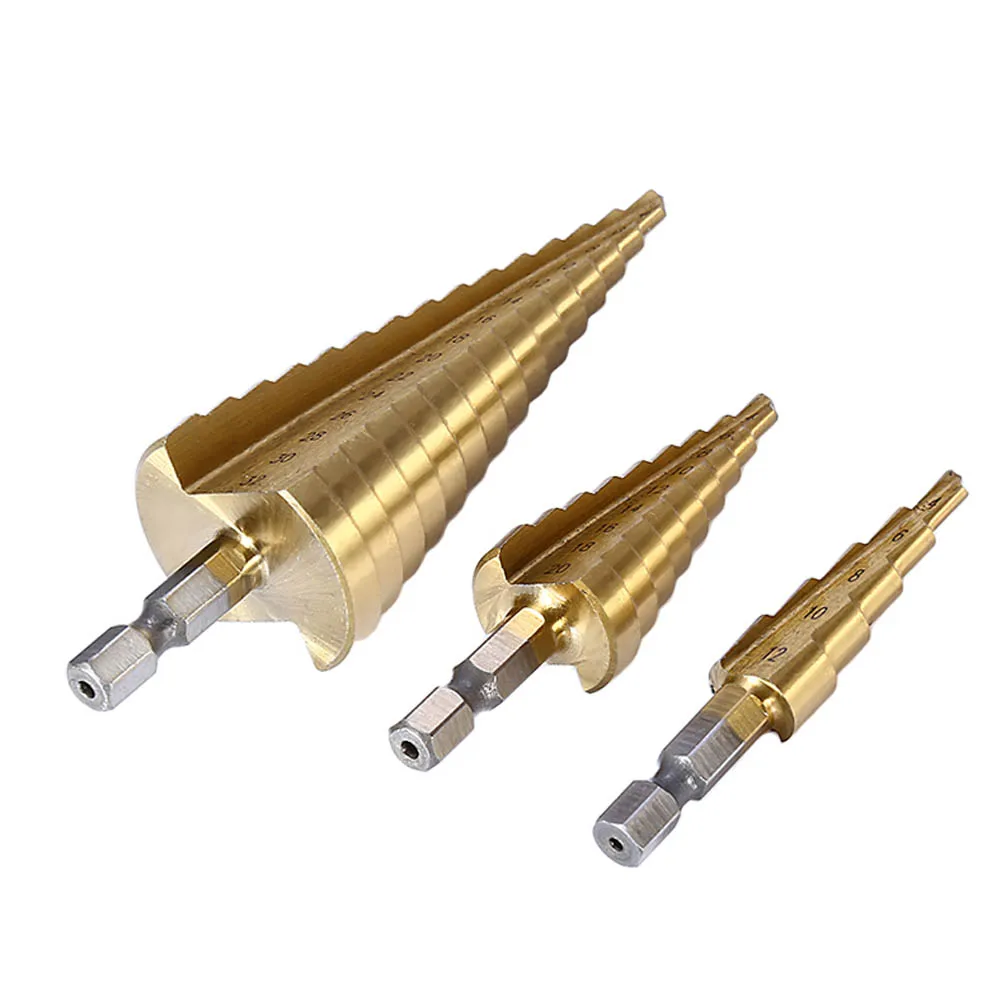 

3 Pcs/set Stepped Drill Bits Hex Shank 4-12mm 4-20mm 4-32mm High Speed Wood Drilling Power Tools AI88