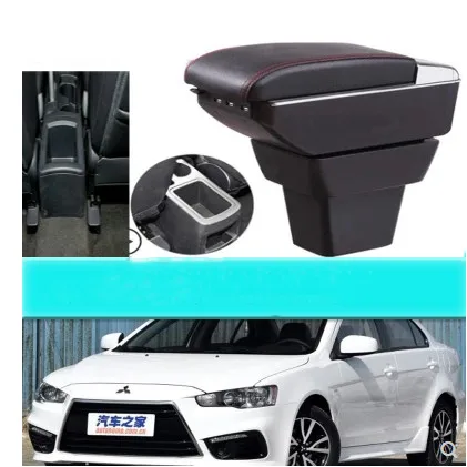 

for Mitsubishi lancer armrest box central store content storage armrest box with cup holder ashtray USB interface