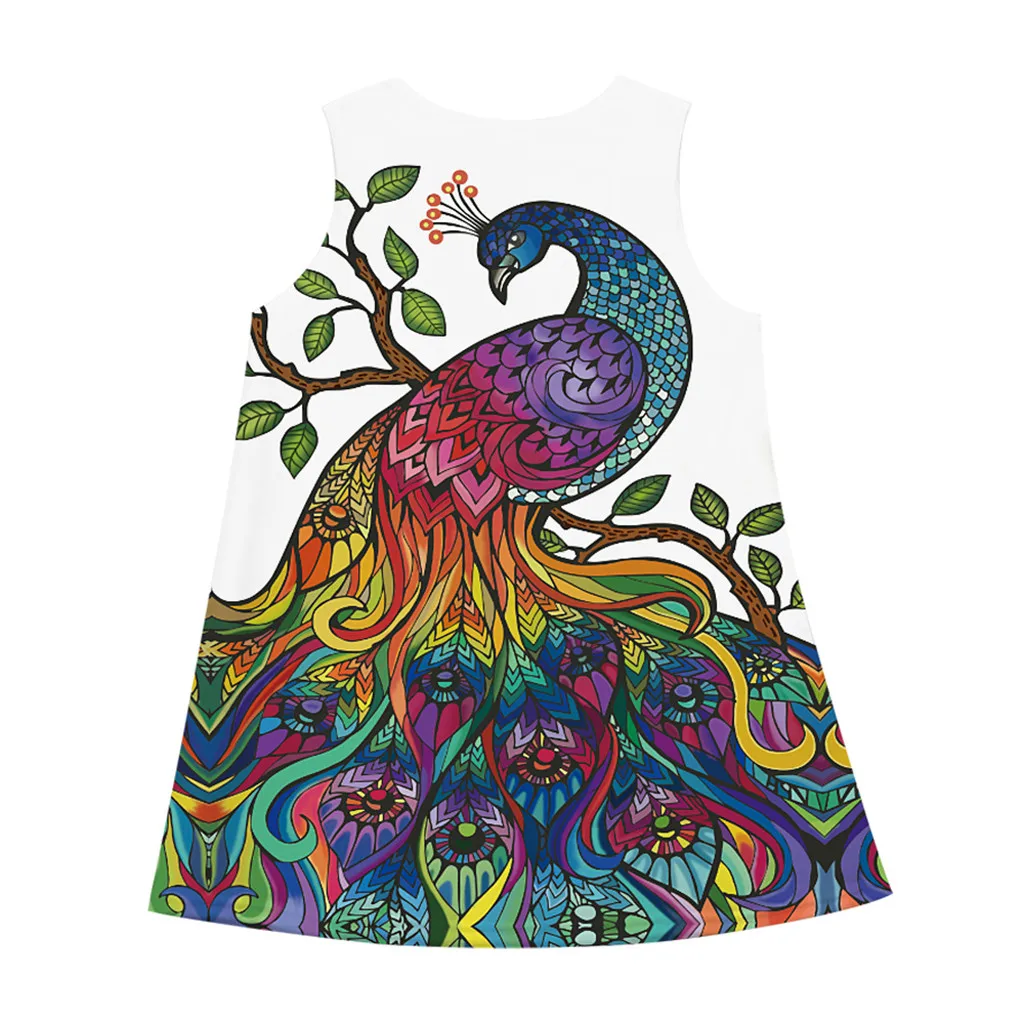 peacock print dress