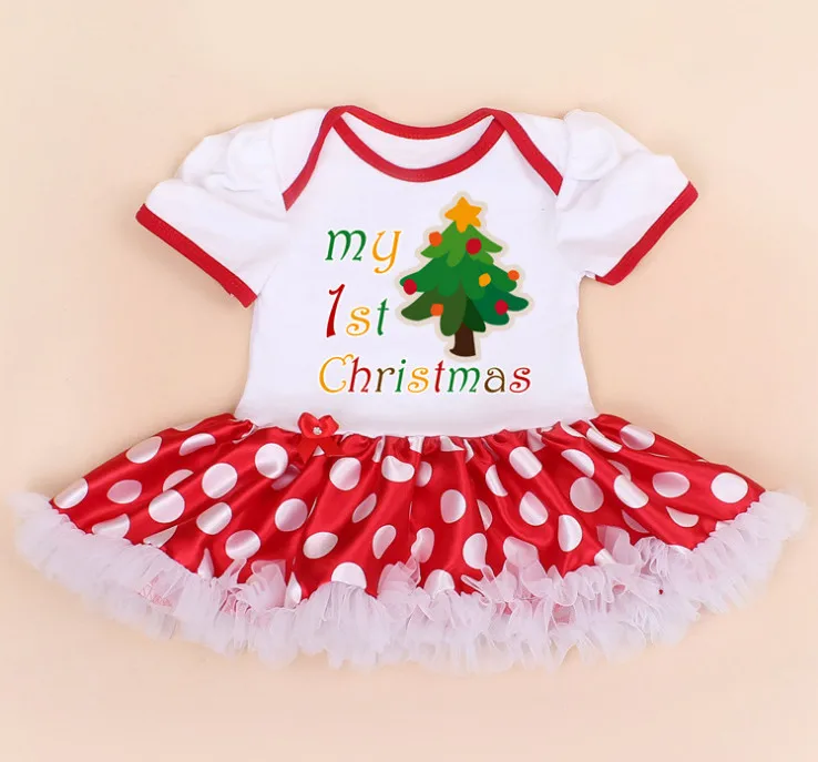 Детские Первые Рождественские костюмы для малышей; комбинезоны с короткими рукавами с Санта-Клаусом; Вечерние наряды; модные платья для новорожденных; одежда - Цвет: 1