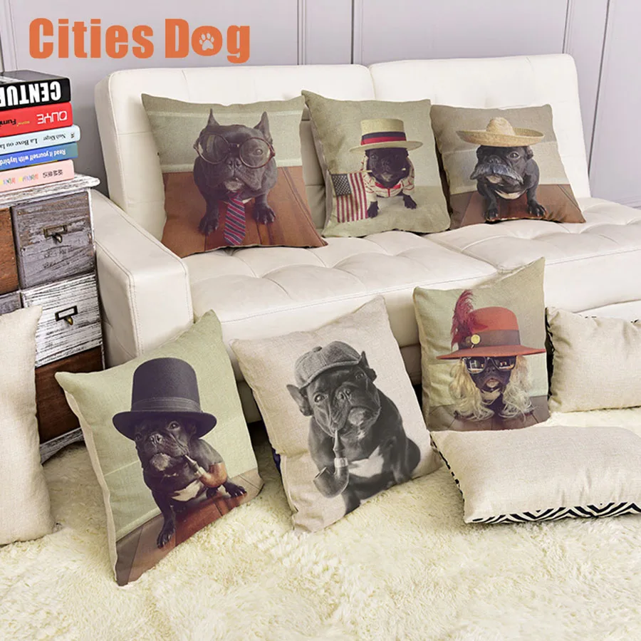 Animal dog Pillowcase French Bulldog Cushion cover christmas