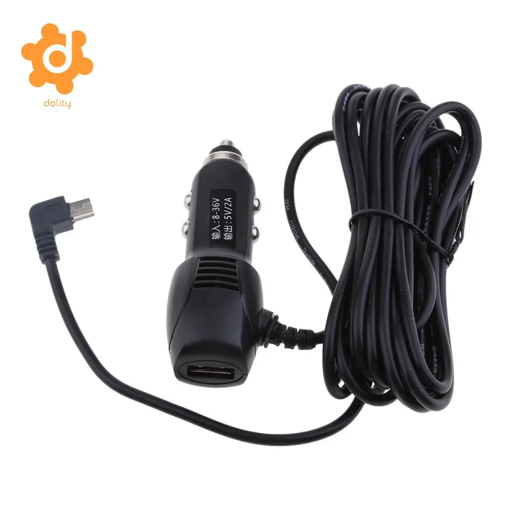 dolity DC8/36V to 5V2A Car Lighter Charger Quick Charge Mini USB Left Cable GPS DVR