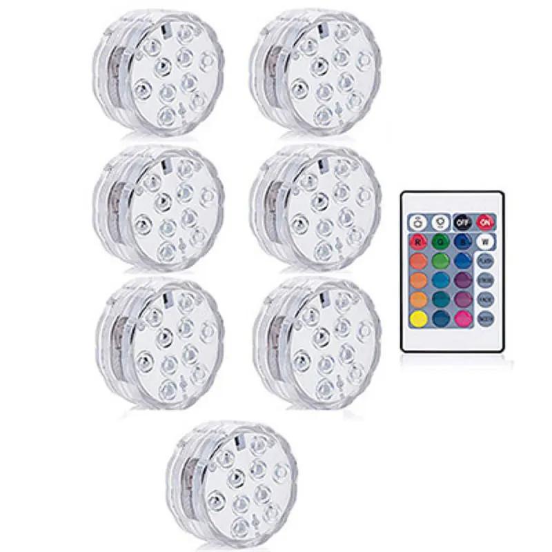 10 Led пульт дистанционного управления RGB погружной светильник на батарейках подводный ночник наружная ваза чаша садовые вечерние украшения - Испускаемый цвет: 1 Remote 7 Light