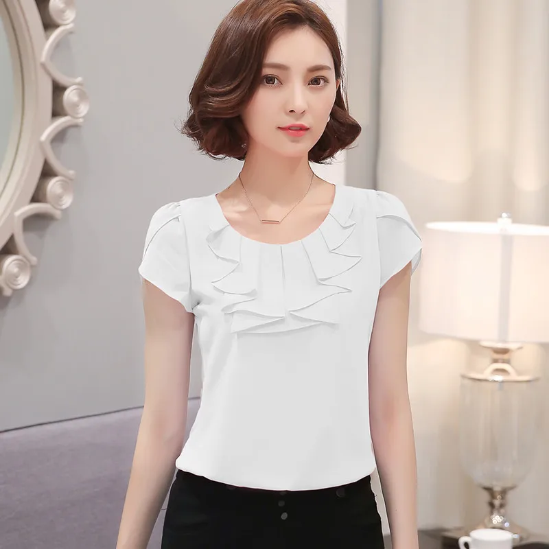 Женщины кофточка новые моды бюро рубашки блузки элегантные дамы блузка короткие женские топы сорочка женщина 861C 43 - Цвет: Белый