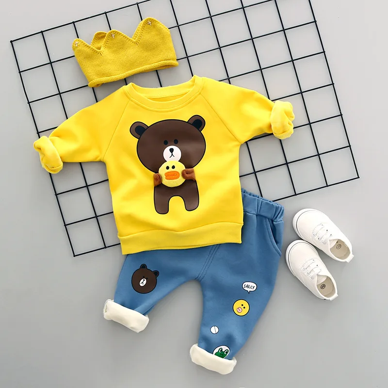 Baby Boys Girls Clothing Set Bear Print Winter Autumn Thick warm ...