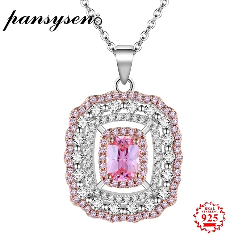 

PANSYSEN Newly Design 925 Silver Jewelry Necklaces For Woman 18*28mm Fashion Pendant Wholesale Fine Jewelry Christmas Gifts