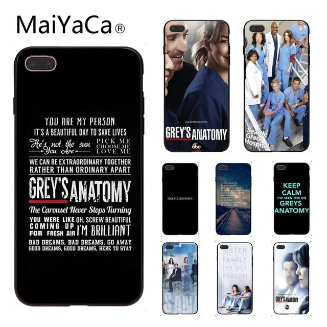 MaiYaCa серая Анатомия для iPhone 4S SE 5C 5S 5 6S 7 8 Plus X XR XS MAX Samsung черный мягкий чехол телефона