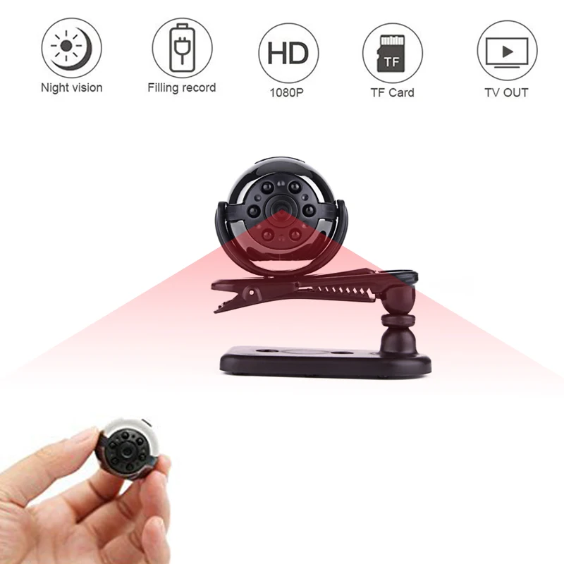 

SQ9 Mini Camera 1080P Portable Security Micro Camera 360 Degree Rotation Video Recorder with Night Vision Support Hidden TF card