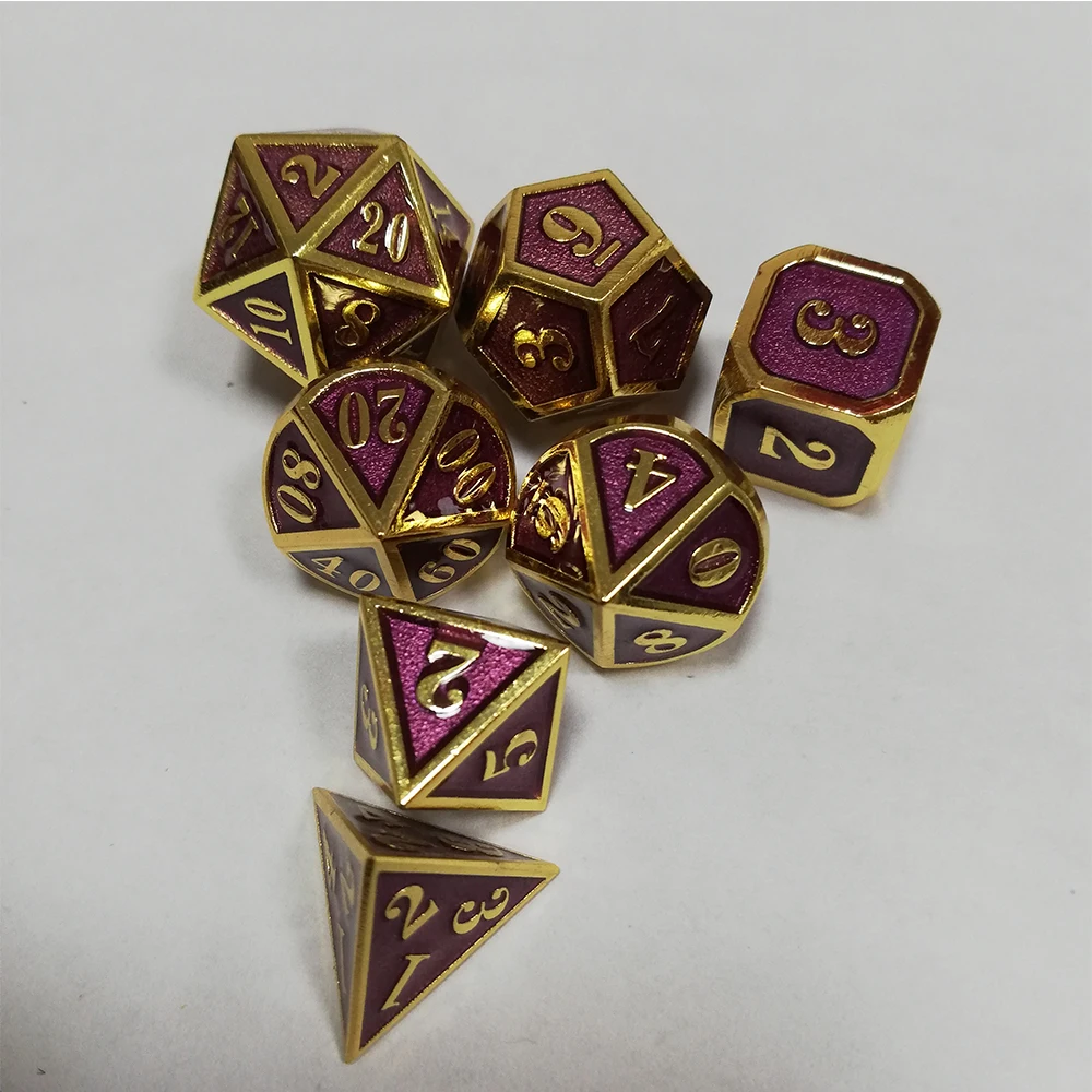 

Factory Dnd Dice Metal Rpg Sets Polyhedral Dungeons and Dragons D20 10 8 12 Table Games Zinc Alloy Purple Dices Pattern Digital