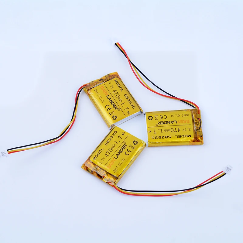 

3pcs/Lot 3.7V 470mAh Rechargeable li-Polymer Battery For Transcend DrivePro 100 mp3 DVR GPS headephone 582535 602535 caram m1