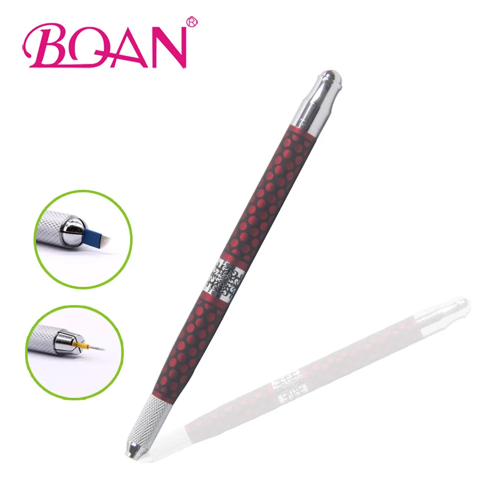 

1Pc BQAN Red Metal Handle Eyebrow Pen 2 Sides Manual Tatoo Pen Microblading Eyebrow Tattooing Tool For 3D Eyebrow Embroidery