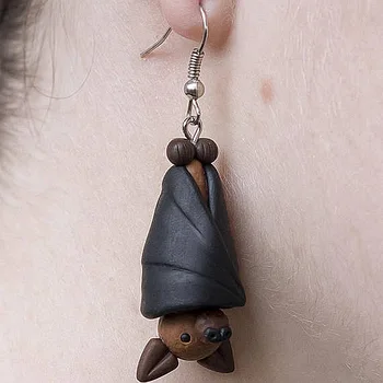 

2018 Hallowmas Jewelry Fashion 100% Handmade Polymer Clay Bat Earrings Cartoon 3d Animal Earring For Women Girl Kids Gift