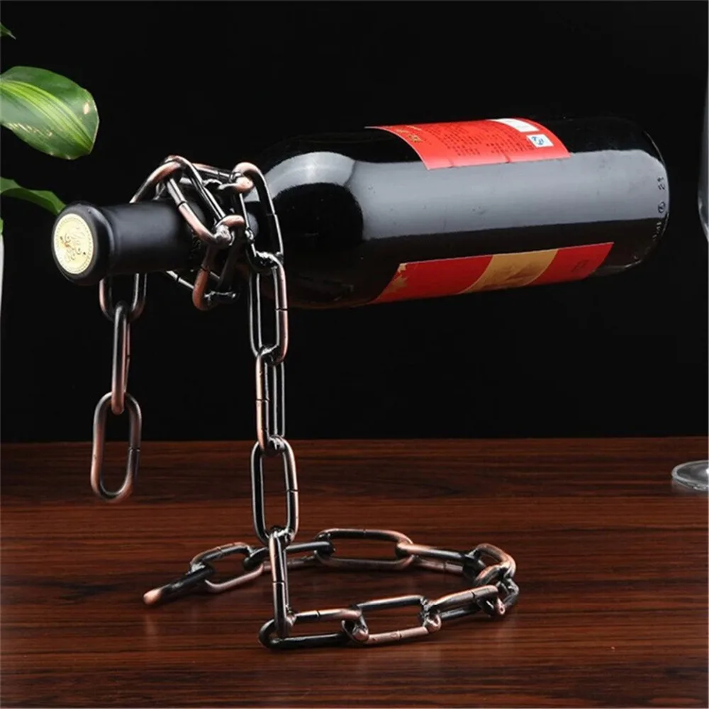 

Magic Iron Chain Wine Racks Suspension Whisky Champagne Wine Bottle Stand Holder Display Shelf Home Bar Decorations Accessories