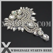 30 шт./партия) Свадебная металлическая аппликация из горного хрусталя бисерная нашивка для свадебное платье под заказ украшение, X1-RAT2175