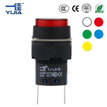 

LED Lamp 16mm Indicator Panel Mount two pins signal lamp pilot light Red/Green/Yellow/Blue/White Round type LA16-D/Y