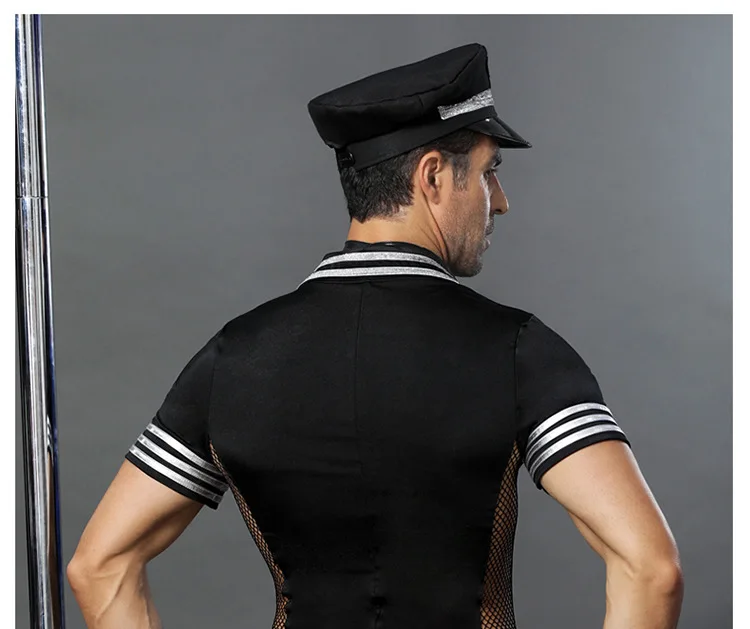 New Sexy Male Police Sailor Sexy Underwear Uniform Role Play Halloween Officer Costumes Top Shirt Fancy Cosplay Clothing for Men