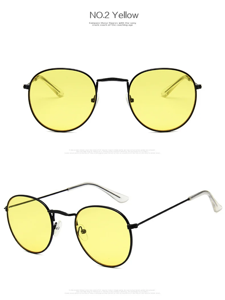Ретро Круглые Солнцезащитные очки женские брендовые дизайнерские красные желтые солнцезащитные очки для женщин s сплав оправа Зеркальные Солнцезащитные очки женские оттенки