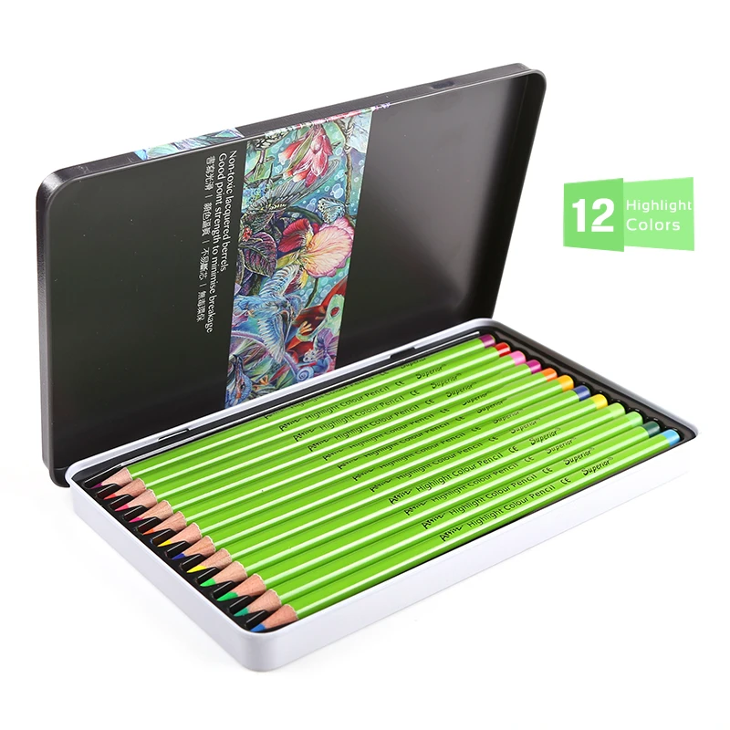 Superior 12 Colors Highlight Colouring Pencils Non-toxic Colored Pencils  Set For School Drawing Lapices De Colores Art Supplies