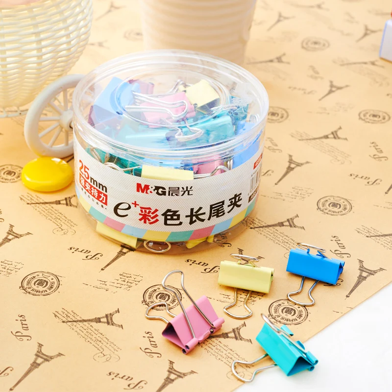 

48pcs Color Metal Long Tail Clips Fish Tail Paper Clip 25mm School Office Stationery