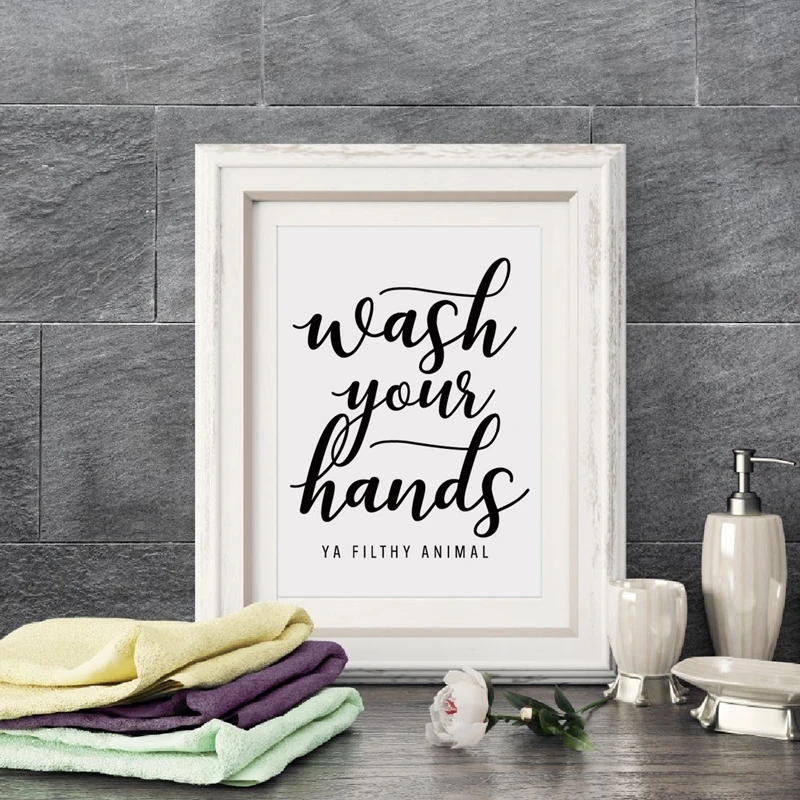 Wash Your Hands Canvas Print Bathroom Decor