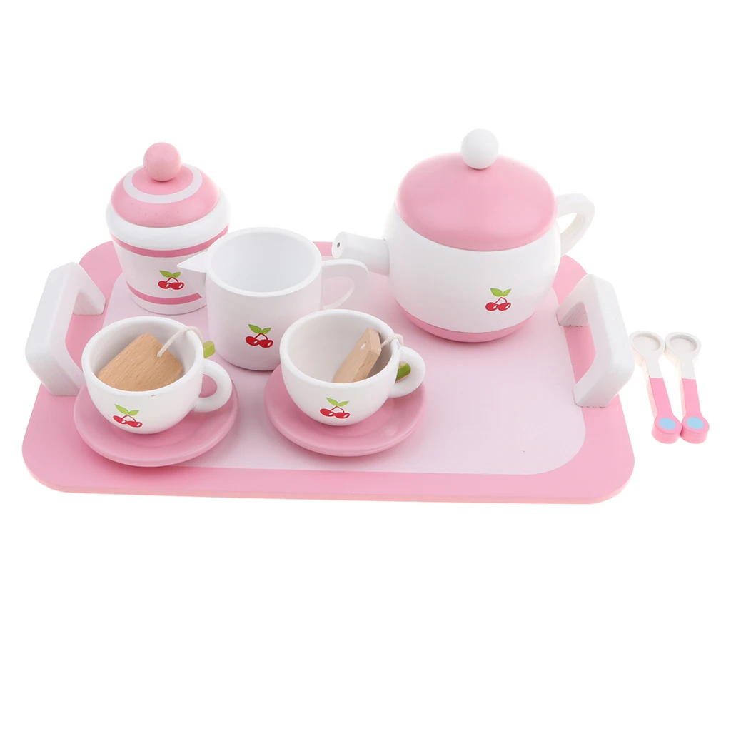 Набор Розовый деревянный набор для чая кухня дети ролевые игры игрушки развивающие игрушки для детей Подарки