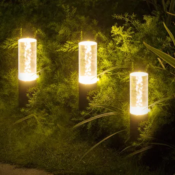 

Thrisdar Acrylic Bubbles Pole Pillar Lawn Lamp Landscape Garden Lawn Light Villa Pathway Standing Post Light Patio Bollard Light