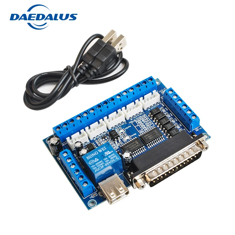 

5 Axis CNC Interface Adapter Breakout Board Mach3 Driver Board+USB Cable For Stepper Motor Milling Machine