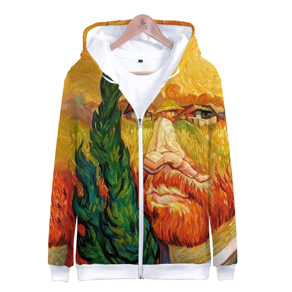 Vincent Willem van Gogh Casual Long Sleeve Zipper Hoodies Sweatshirt Women Casual Clothes Hip Kawaii Plus Size