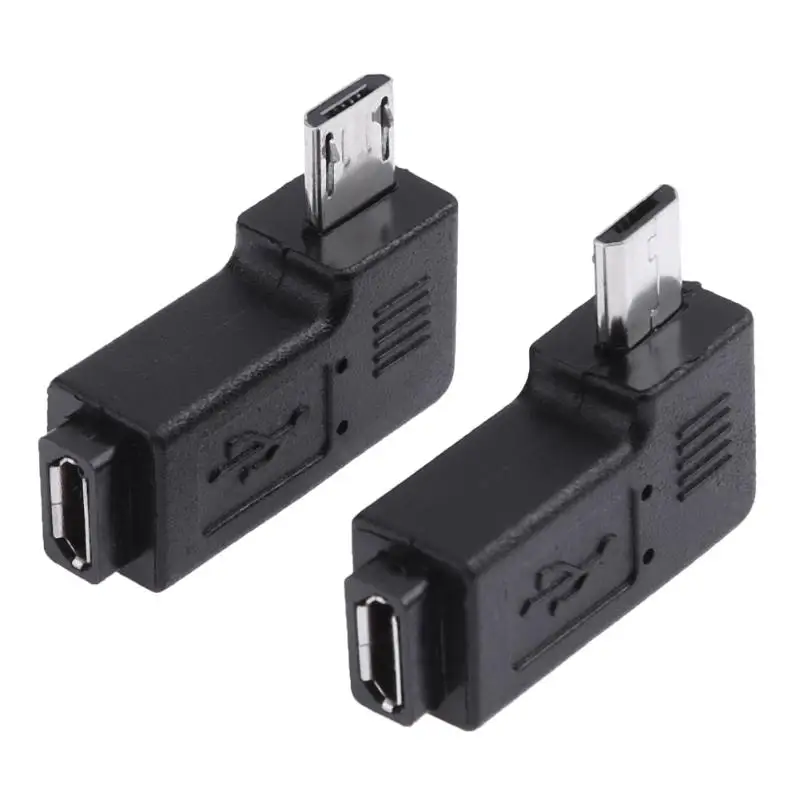 2pcs/lot 90 Degree Left & Right Angled Micro USB 5pin Female to Micro USB Male Data Adapter Plug Micro USB To Mini USB Connector