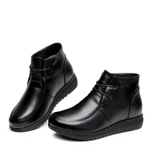 Winter Fashion Lace-Up Women Ankle shoes Brand Height Increasing Shoes Woman Black Non-slip Rubber Autumn shoes Cotton shoes